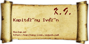 Kapitány Iván névjegykártya
