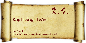 Kapitány Iván névjegykártya